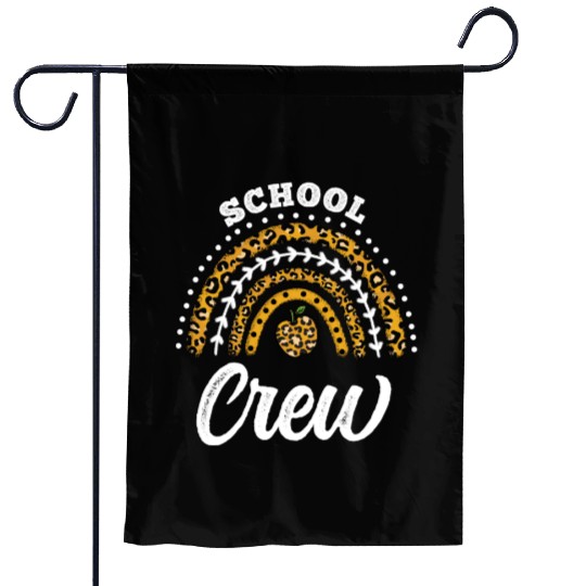 School Crew Leopard Rainbow Back To School Garden Flags