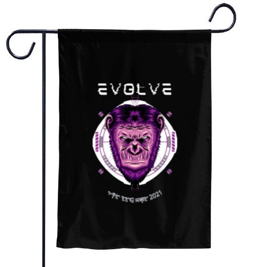 Evolved Monkey #3 Garden Flags