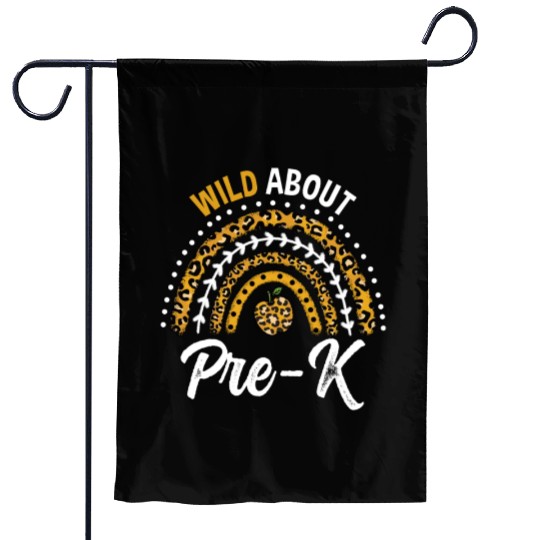 Wild About Pre-K Teacher Rainbow Garden Flags