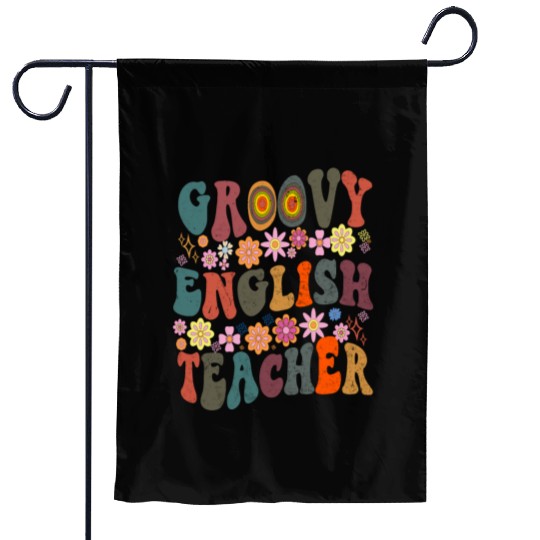 Groovy English Teacher retro Back To School Garden Flags