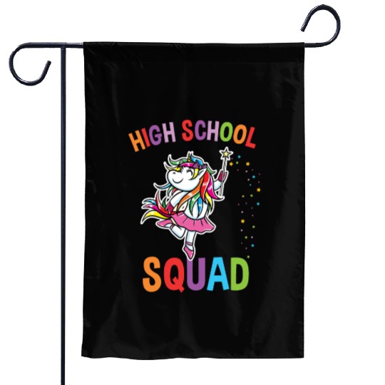 High School Squad Unicorn Back To School Garden Flags