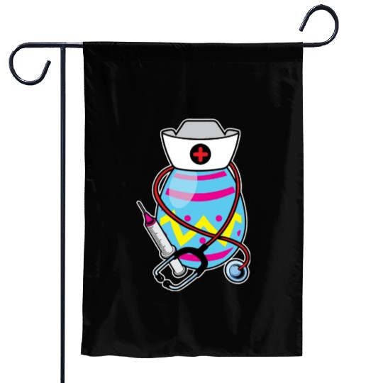 Funny Easter Egg Nurse Stethoscope Syringe RN Garden Flags