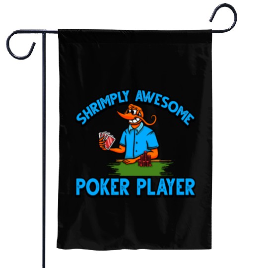 Funny Shrimp/Prawn Pun. Shrimply Awesome Poker Garden Flags