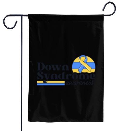 Down Syndrome Awareness Retro Sunset Yellow Blue Garden Flags