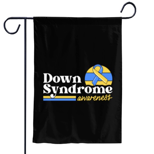 Down Syndrome Awareness Retro Sunset Yellow Blue Garden Flags