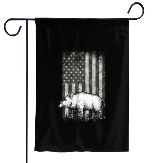 Patriotic Wild Boar Hunting Season For Hog Garden Flags