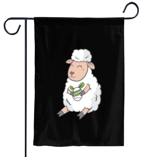 Cute Easter Egg Happy Animal Sheep Gift Garden Flags