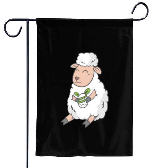 Cute Easter Egg Happy Animal Sheep Gift Garden Flags