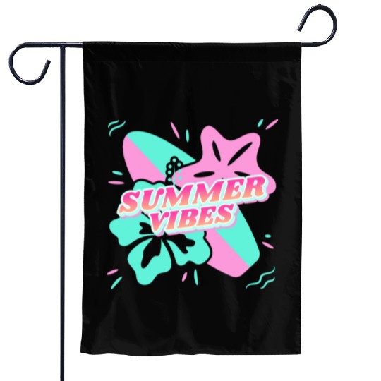 Summer Vibes - Beach, surf, hibiscus and starfish Garden Flags