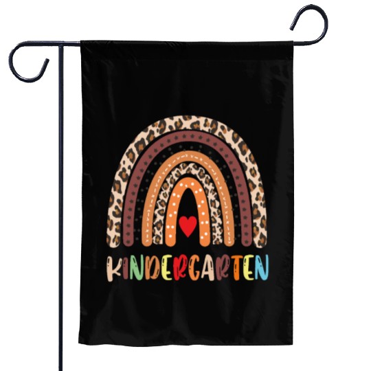 Kindergarten Teacher Leopard Rainbow Garden Flags