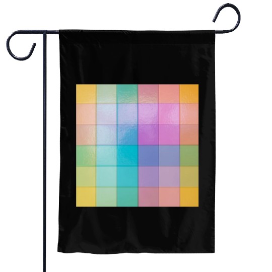 Rainbow Shimmer Multi Squares Pattern Garden Flags