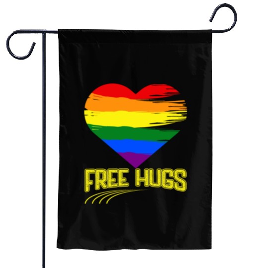 Free Hugs - Heart Festival Love LGBT Pride Rainbow Garden Flags