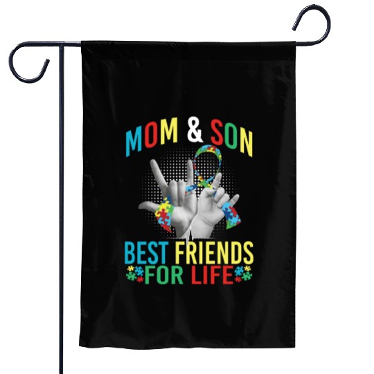 Mom And Son Best Friends For Life Autism Awareness Garden Flags