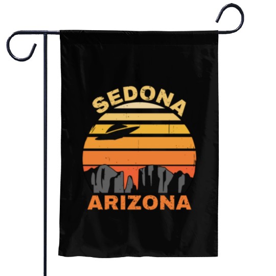 Sedona Arizonna Retro Sunset and UFO Garden Flags