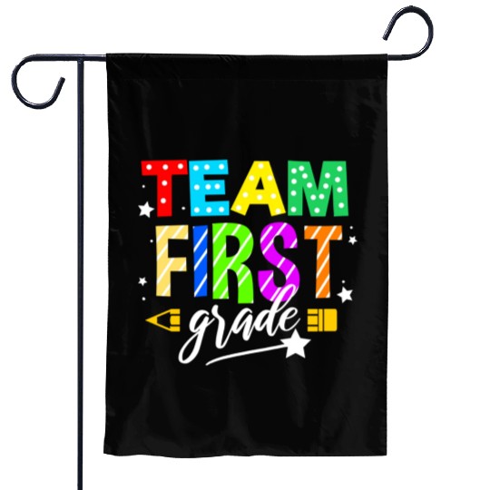 Team First Grade For Elementary Teacher Garden Flags