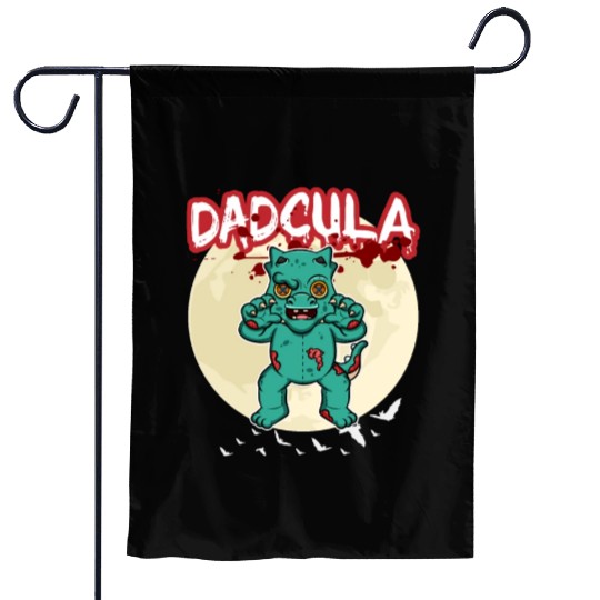 Dadcula Dracula Vampire Dad Funny Halloween Party Garden Flags