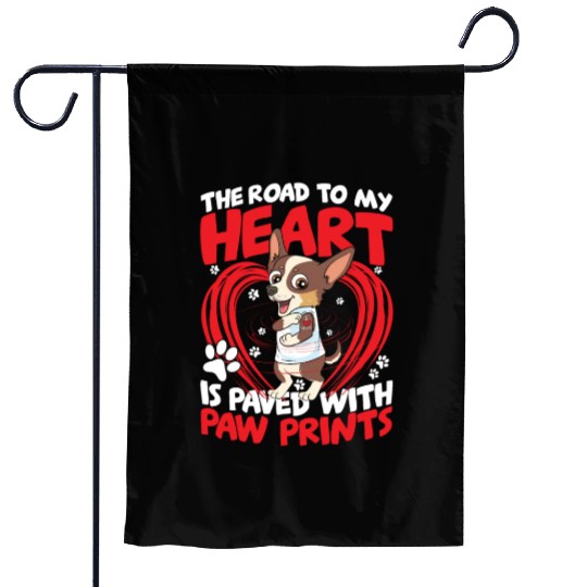 The Road To My Heart Is Paved with Paw Prints Garden Flags
