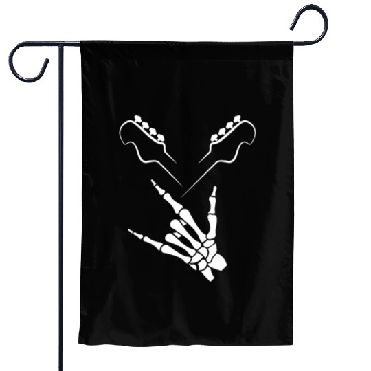 Rocker Skeleton Hand Rock On Rock Star Guitar Garden Flags