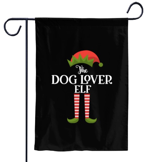 Dog Lover Elf Funny Family Christmas Matching Garden Flags
