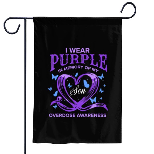 I Wear Purple In Memory Of My Son Overdose Awarene Garden Flags