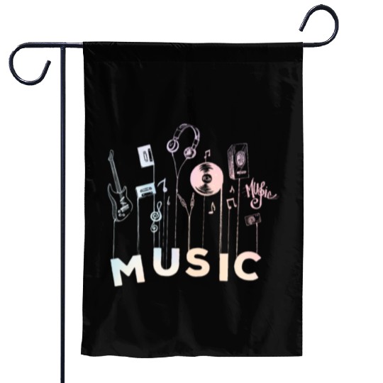 Music Balloon Guitar Cassette Vinyl Headphone Garden Flags