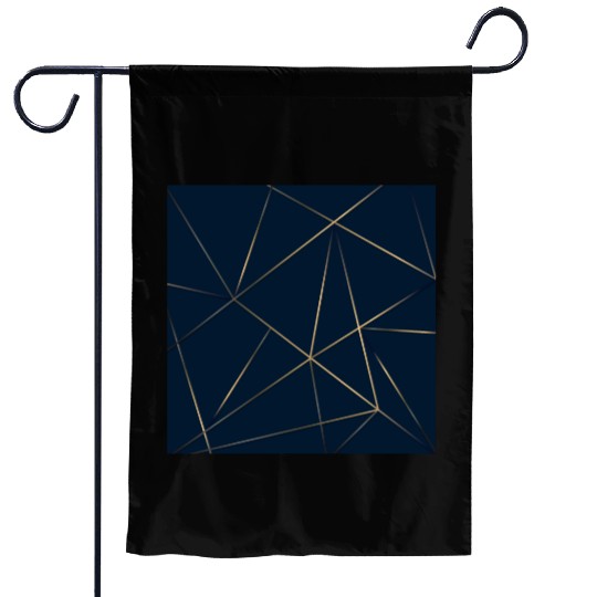 Luxury Gold Navy Blue Geometric Polygon Garden Flags