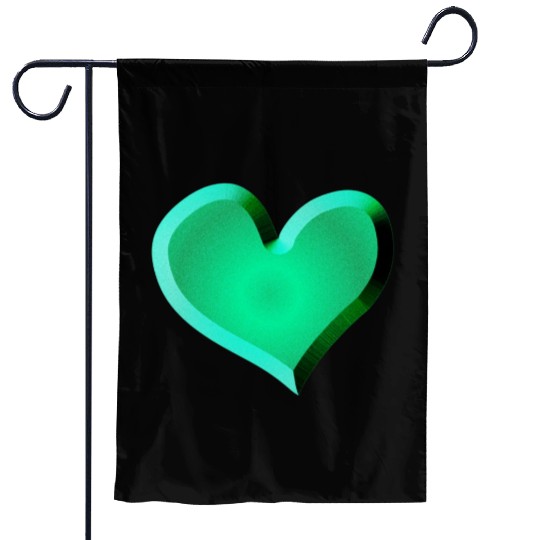 green heart icon glitter green Garden Flags