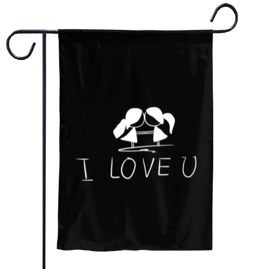 lesbian couple couple i love you Garden Flags