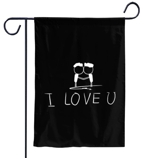 i love you gay couple Garden Flags