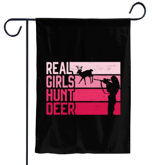 Buck Deer Hunting Hunter Girl Garden Flags
