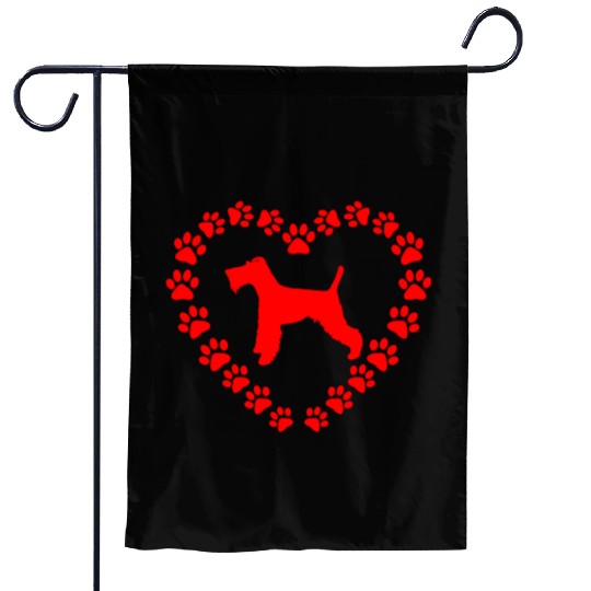 Wire Fox Terrier Mom Paw Heart Red Vector Garden Flags