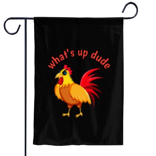 Angry Cartoon Cock Bird Garden Flags