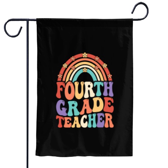 4th Grade Teacher Rainbow First Day Of School Garden Flags