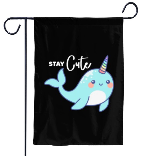 Stay Cute, Narwhal Garden Flags