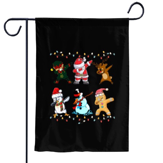 Funny Cute Dabbing Santa Elf Friends Christmas Mem Garden Flags