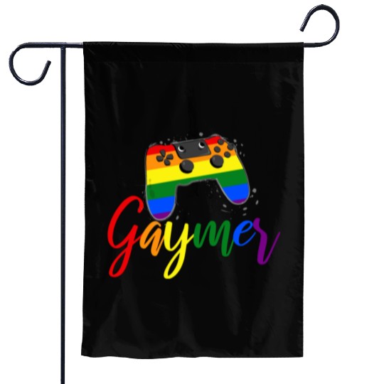 Funny Gaymer Controller Gay Gamer Rainbow LGBT Garden Flags