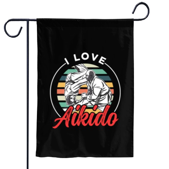 I Love Aikido Lover Fighter Training Martial Arts Garden Flags