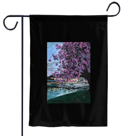 Festplass Swans and Cherry Flowers week 17 Garden Flags