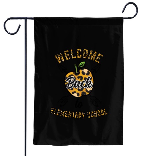 Welcome Back To Elementary School Leopard Print Garden Flags