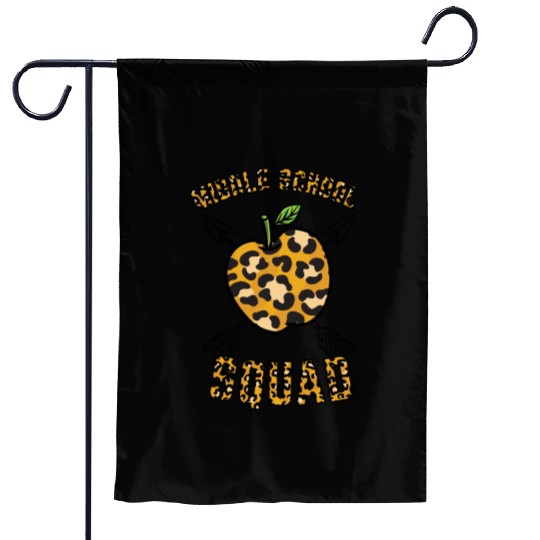 Middle School Squad Teacher Leopard Print Garden Flags