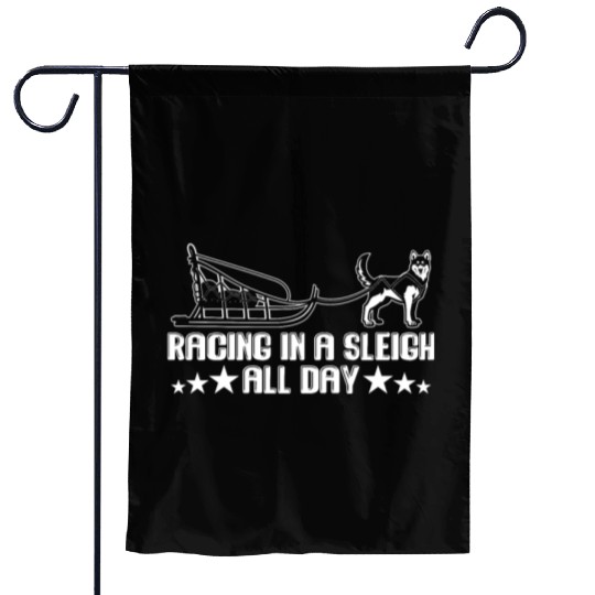 Alaska Sled Dog Racing In A Sleigh All Day Mushing Garden Flags