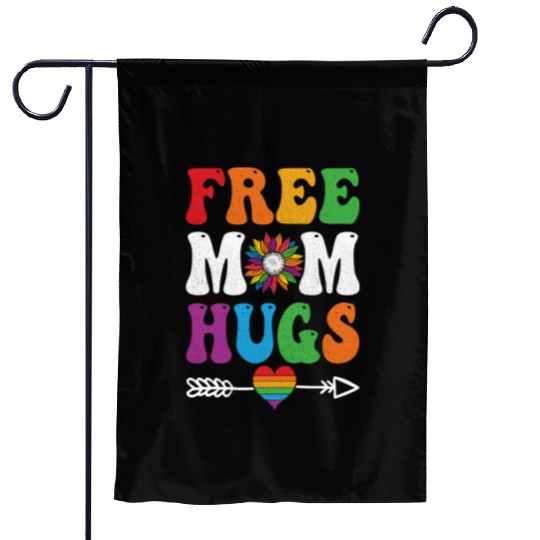 Free Mom Hugs Garden Flags Sunflower Rainbow Heart LGBT