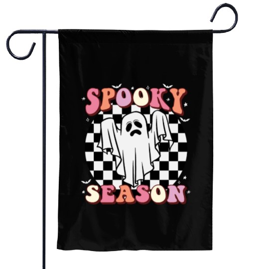 Spooky Season Halloween Vintage Text Design Garden Flags