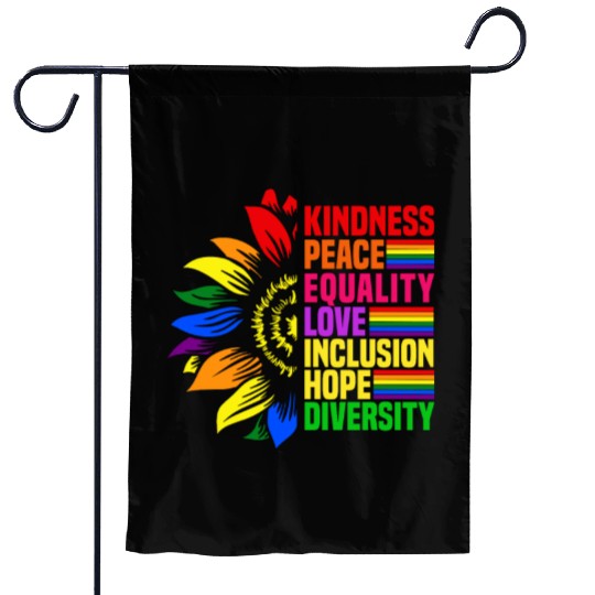 Kindness Peace Equality Love Inclusion Hope LGBT Garden Flags
