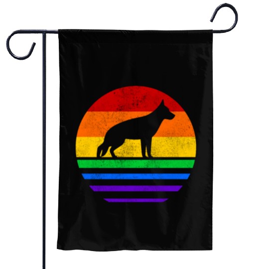 LGBT German Shepherd Rainbow Flag Garden Flags