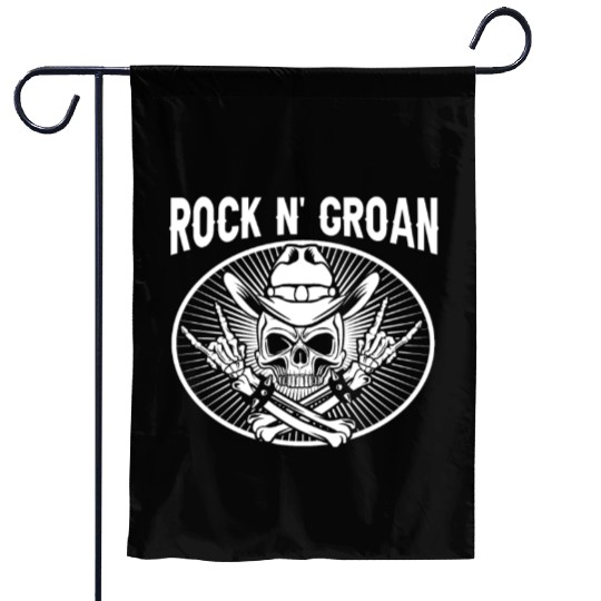 Halloween Cowboy Skeleton Rocker Hand Rock Garden Flags