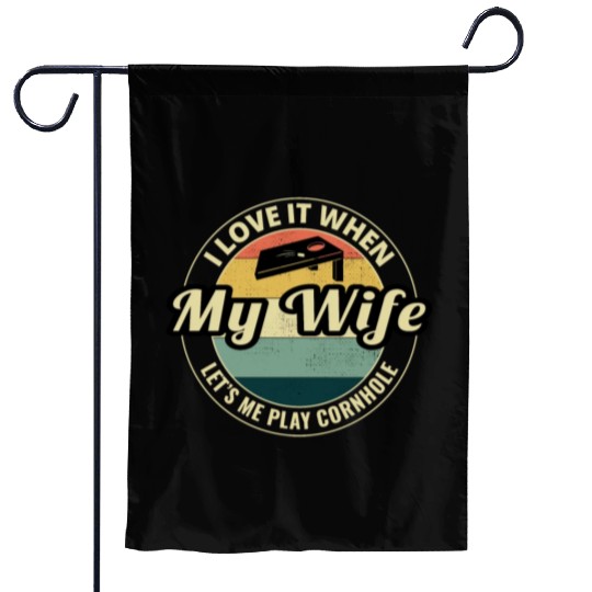 Cornhole Bean Bag Toss Lawn Game Husband Wife Garden Flags