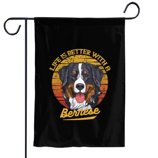 Bernese Mountain Dog Lover Cartoon Garden Flags