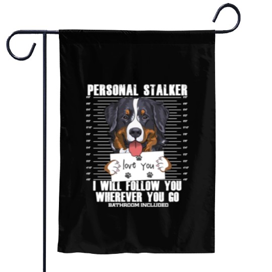 Bernese Mountain Dog Stalker Cartoon Garden Flags