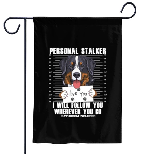 Bernese Mountain Dog Stalker Cartoon Garden Flags